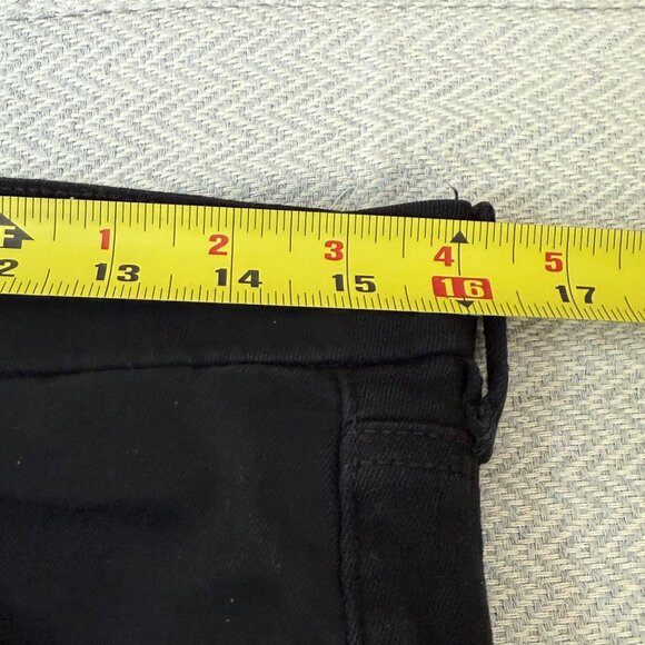 American Eagle Curvy Hi Rise Jeans Women 12 Short Black Distress Stretch Jegging - Picture 6 of 16